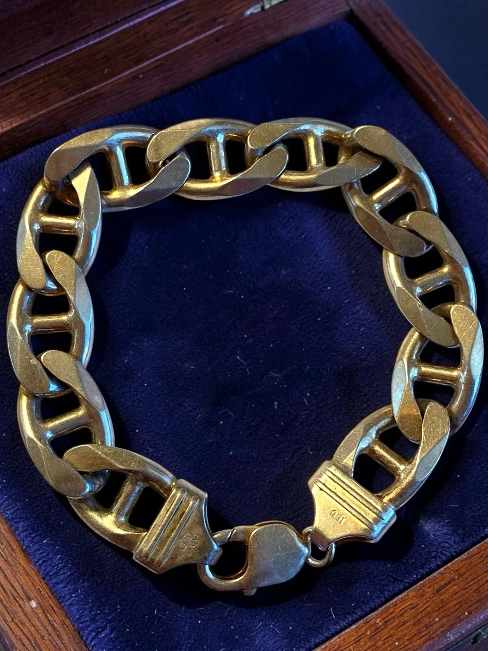 Estate MENS Sterling Silver 925 HEAVY 1/2” Wide MARINER Gucci Link 8.5” Bracelet